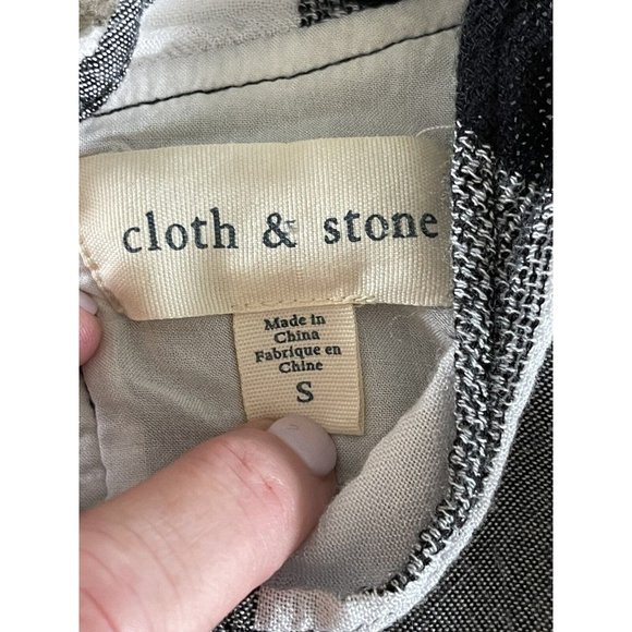 Cloth & Stone Buffalo Check Romper Black White Anthropologie Small Pockets $128 - Picture 5 of 12